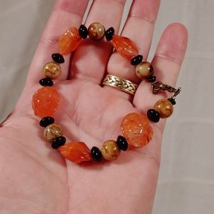 One of a Kind Knapped Carnelian/Agate Bracelet